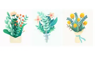 板绘植物小插画《花束》