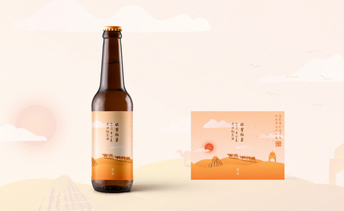 AI-精酿啤酒酒标设计 - 宁夏风土人情插画酒标