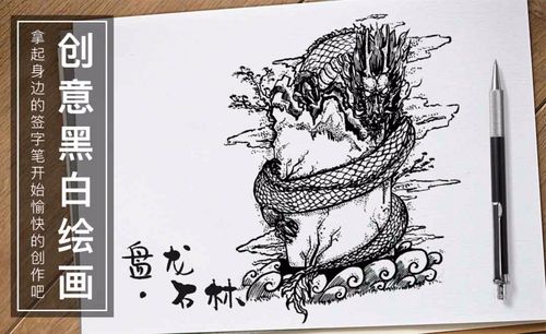 针管笔绘画-盘龙.石林