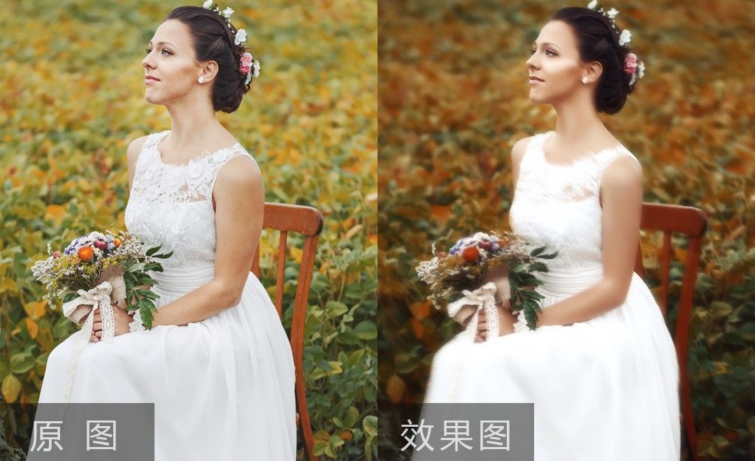 PS+Corel Painter-婚纱女单人像照片转油画风格