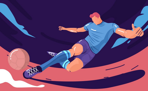 PS-扁平动感抽象足球运动员插画