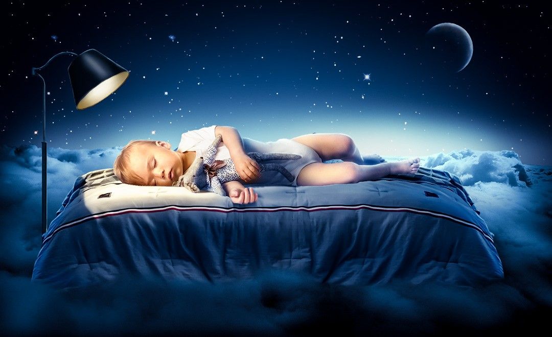 PS-睡梦中的小孩温馨场景合成