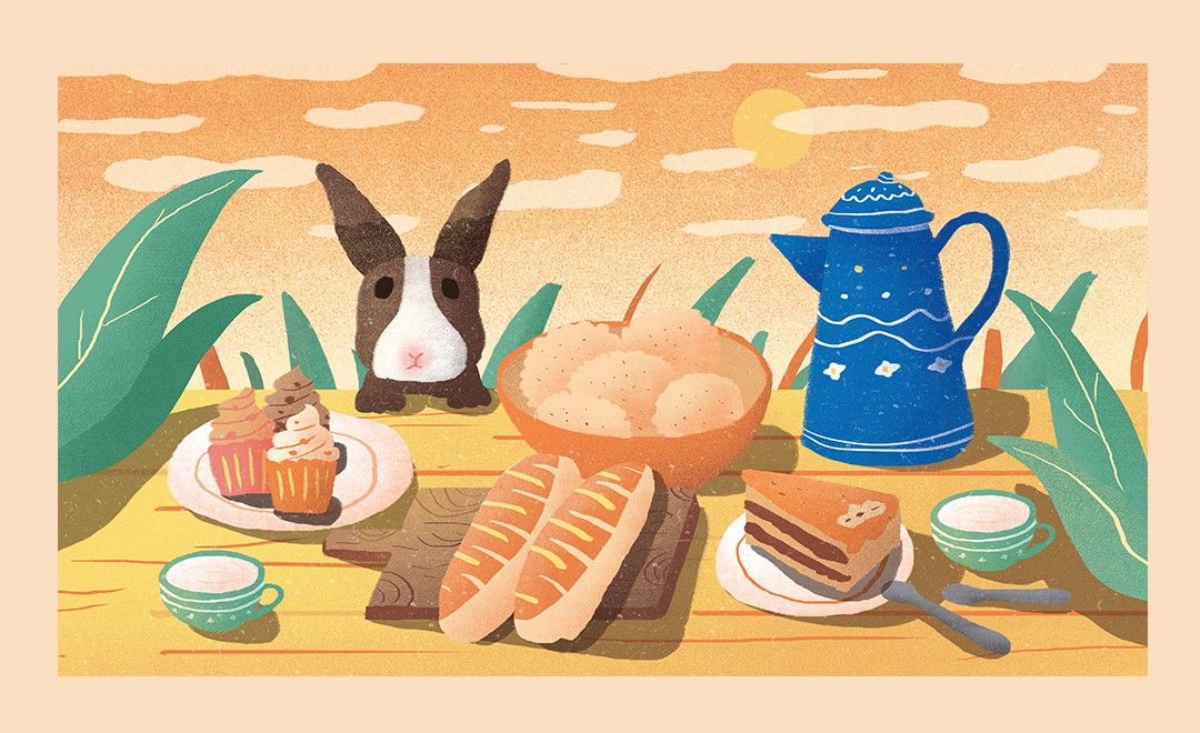 PS-板绘插画-兔子的下午茶
