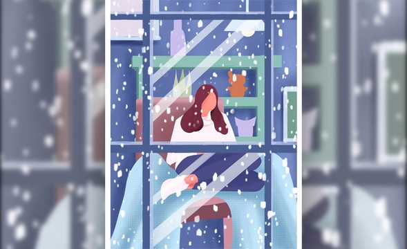 Procreate-窗前看雪的女孩-iPad绘画