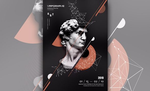 蒸汽波海报设计教程 虎课网