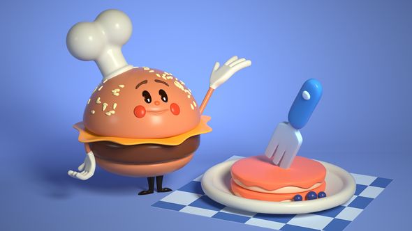 C4D-卡通小厨师场景