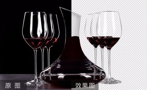 PS-透明瓶红酒瓶杯抠图