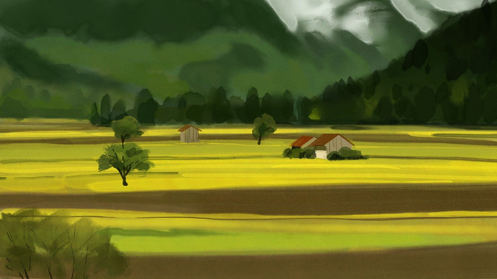 ps-板绘-色彩风景-农田-水彩风 - 绘画插画教程_ps(cc2017),数位板