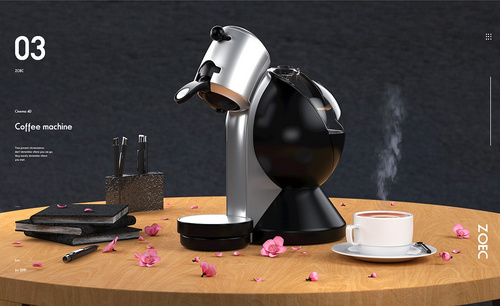 C4D-写实咖啡机多通道渲染