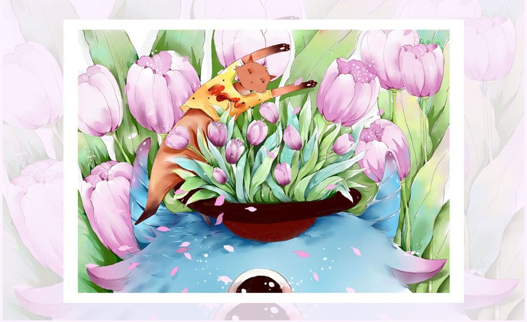 PS+SAI小清新插画《找到花花的小狐狸》