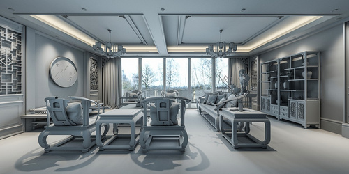 3D-新中式风格客厅剖析