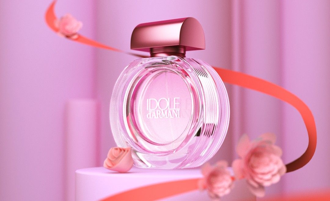 C4D+OC-粉色香水瓶渲染