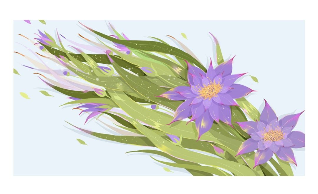PS-板绘-小清新插画-紫色的花花