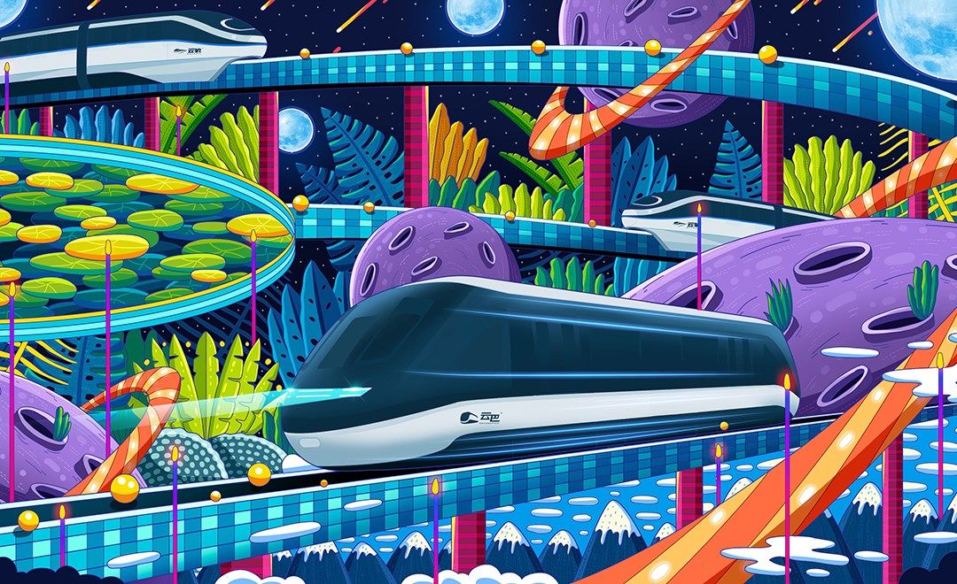 首页 绘画插画 ps-高饱和列车商业创意插画【via.插画师卷耳】