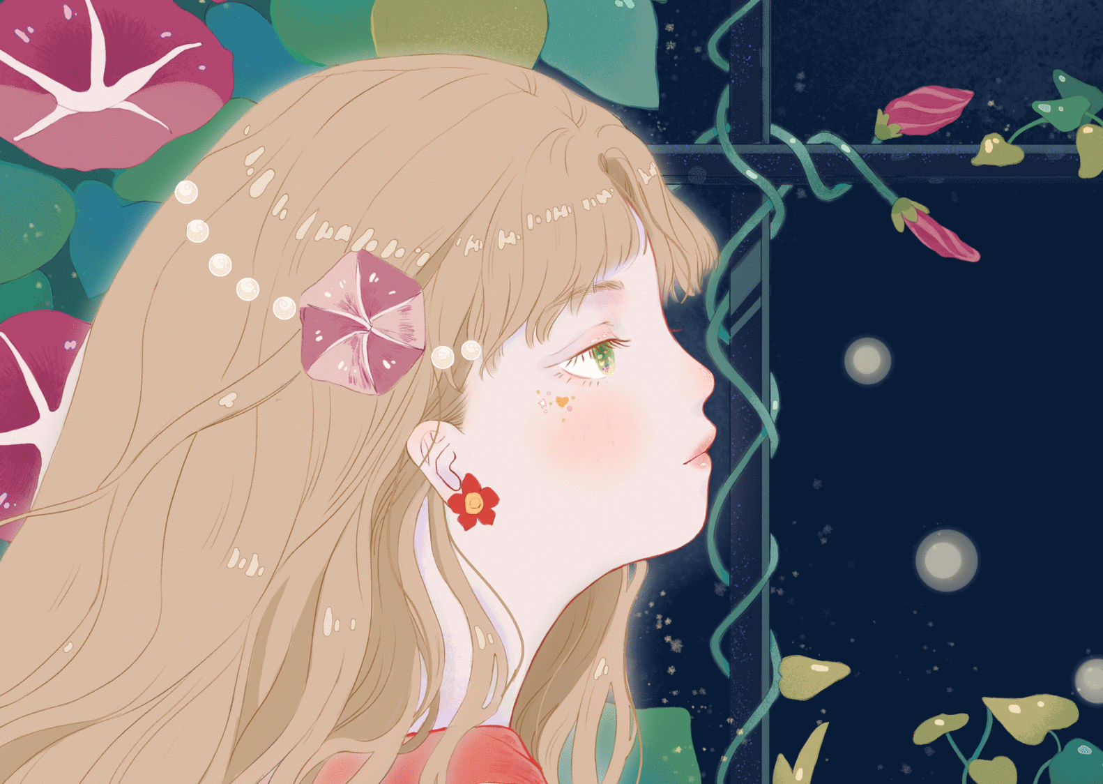 ps-人物动态插画-温柔的夜 - 绘画插画教程_ps(cc2019),数位板 - 虎课