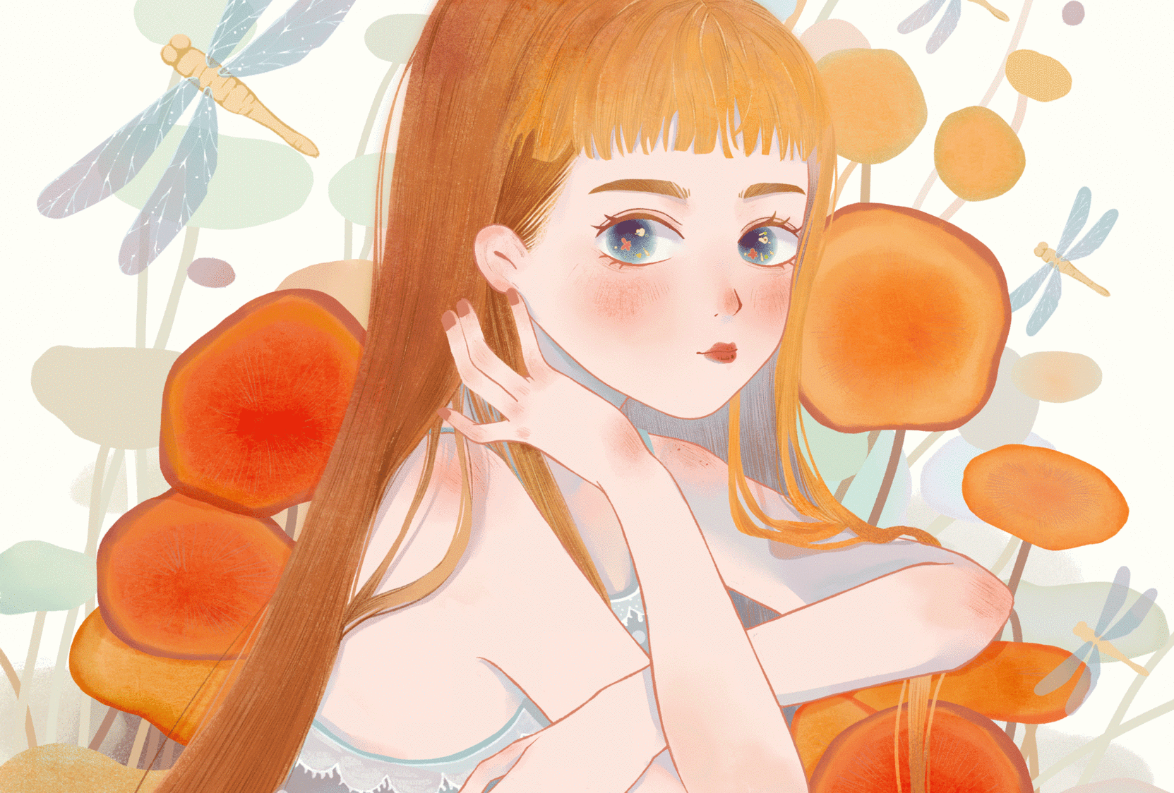 ps-动态插画少女与蜻蜓 - 绘画插画教程_ps(cc2019),数位板 - 虎课网