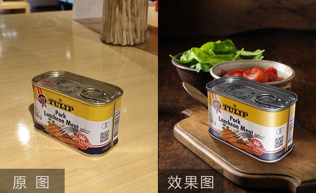PS-产品体积感塑造示例之午餐肉罐头精修