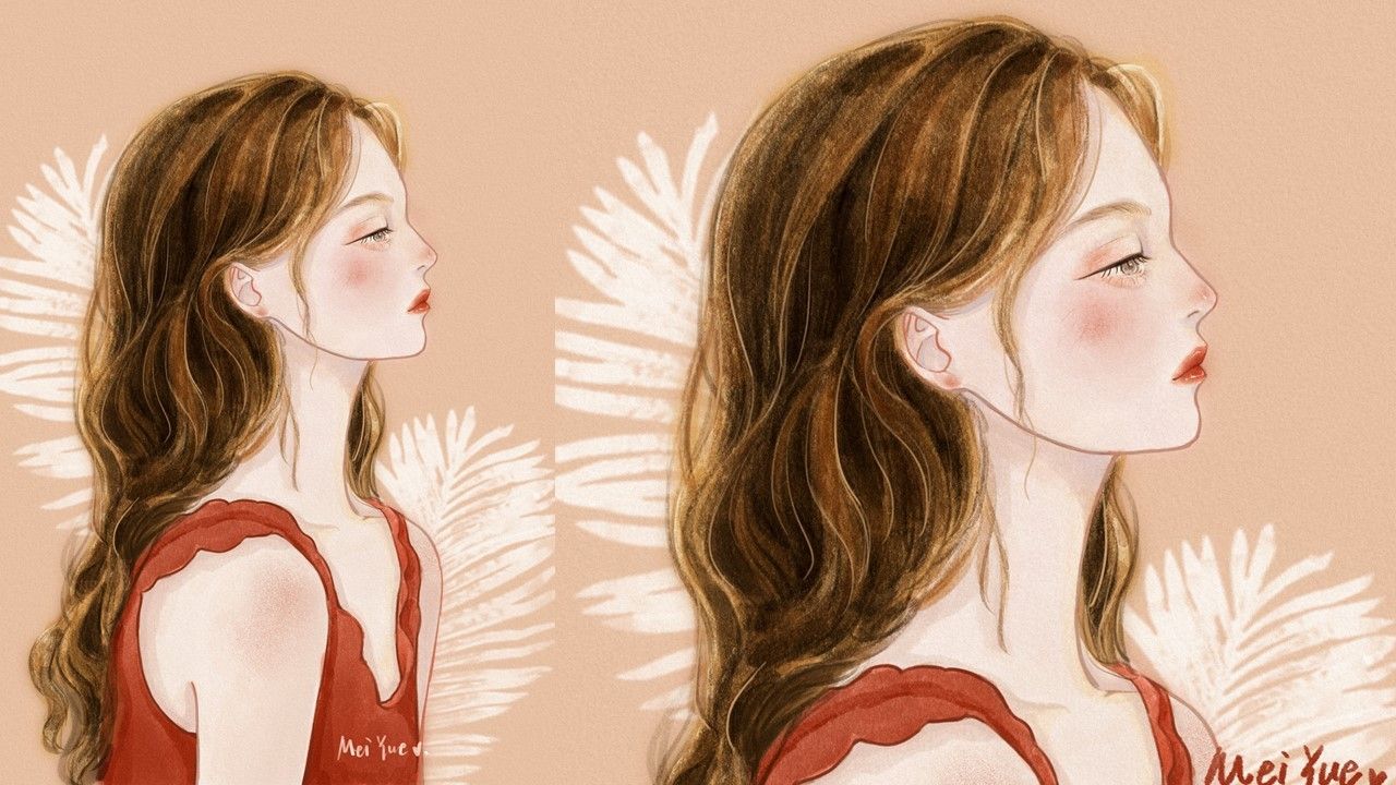 Procreate 照片转插画 水彩风侧身头像 绘画插画教程 Procreate 虎课网