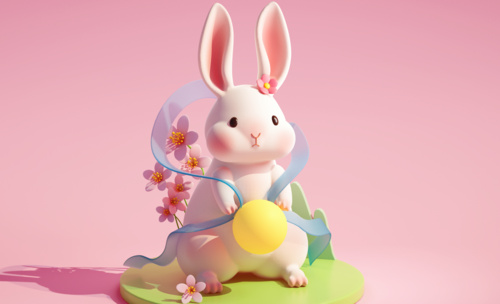 C4D+阿诺德-中秋卡通月兔建模渲染