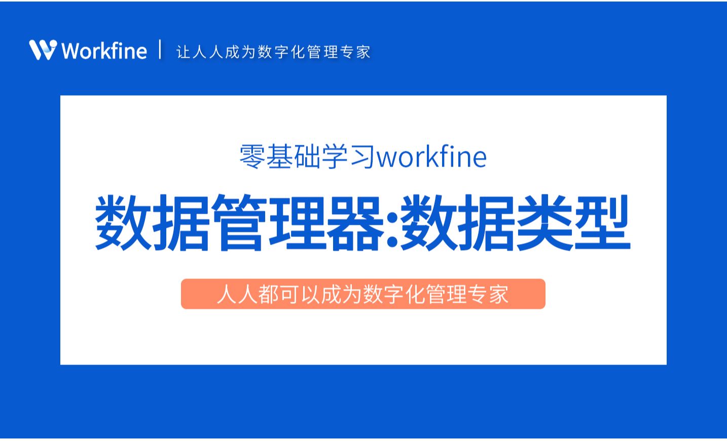 数据管理器之数据类型-Workfine零代码企业办公系统2.5