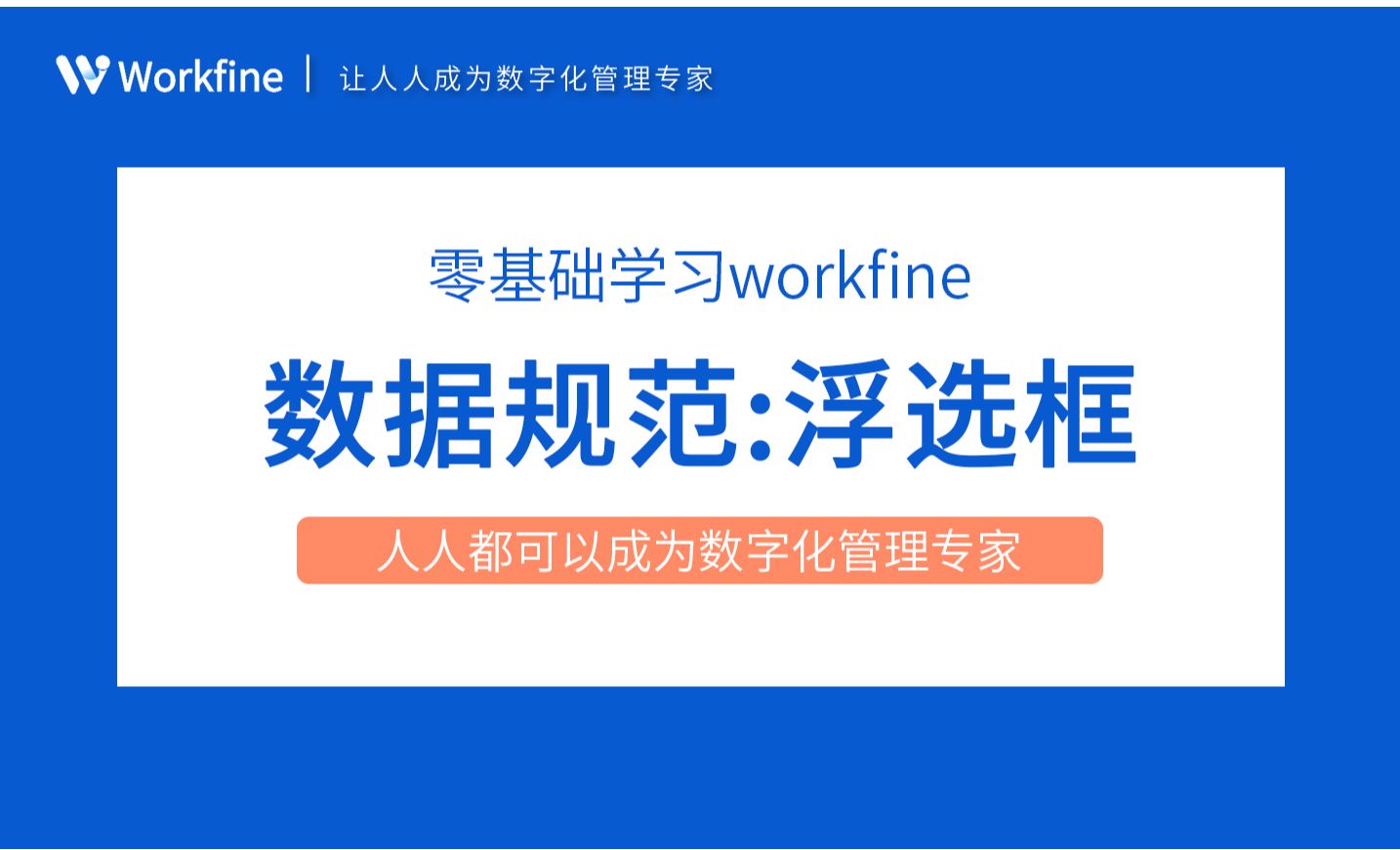 数据规范之浮选框-Workfine零代码企业办公系统2.13