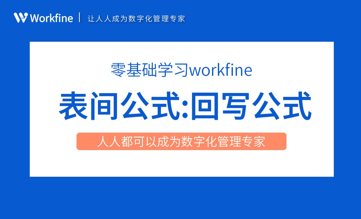 回写公式-Workfine零代码企业办公系统3.18