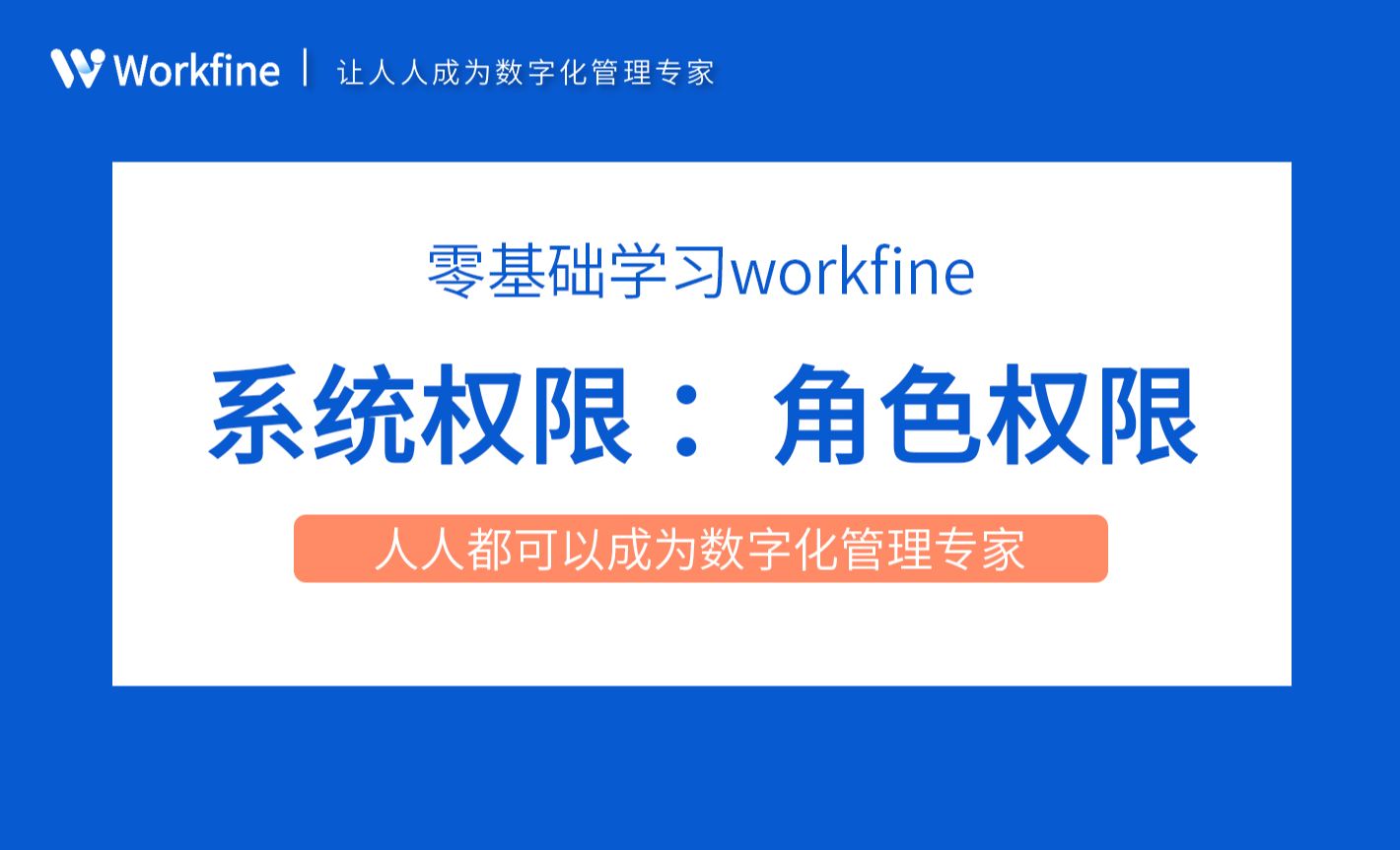角色权限-Workfine零代码企业办公系统5.3
