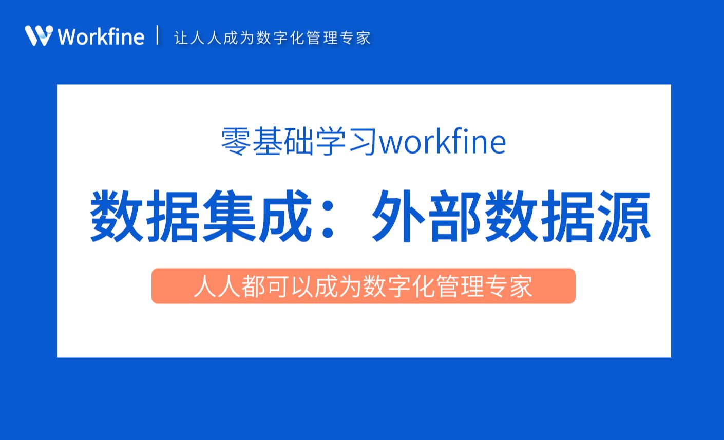 集成：外部数据源概念-Workfine零代码企业办公系统4.4