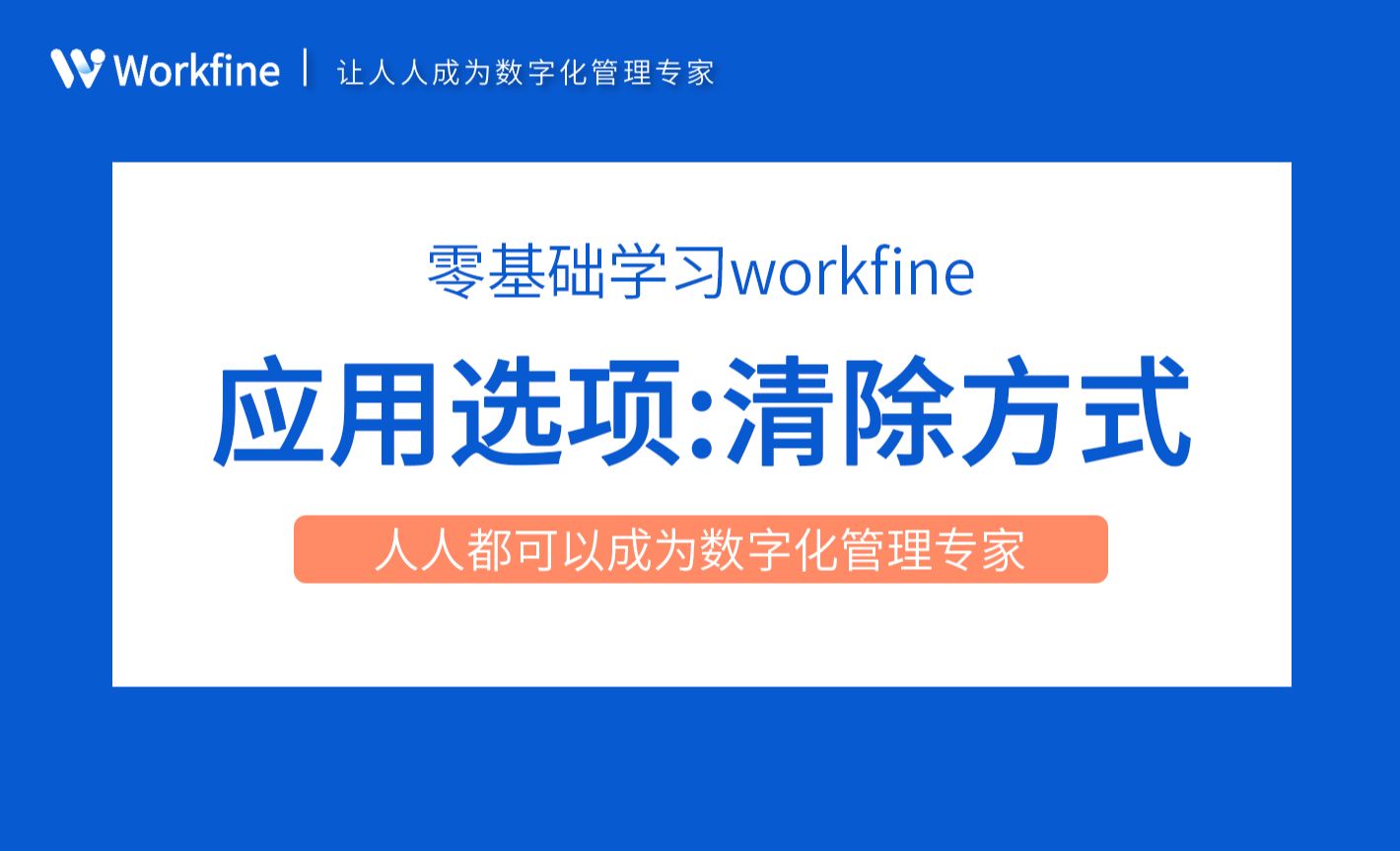 应用选项：清除方式与清除时机-Workfine零代码企业办公系统3.15