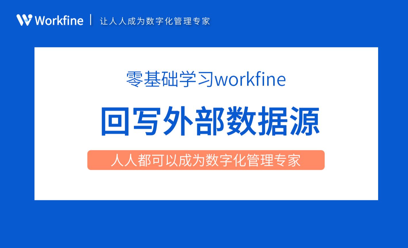 回写外部数据源 -Workfine零代码企业办公系统3.22