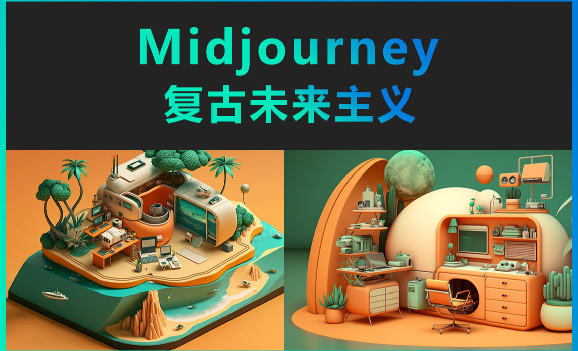 Midjourney-复古未来主义 - 3D数字教程_Midjourney - 虎课网