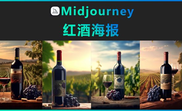 Midjourney-红酒场景海报设计
