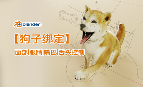 blender狗绑定,四足动物骨骼绑定，面部，眼睛，嘴巴，舌头绑定控制、权重、blender眼睛
