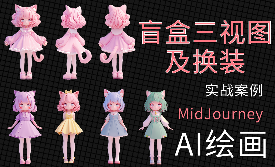 MJ-AI绘画盲盒三视图及换装实战 - 3D数字教程_midjourney、PS - 虎课网