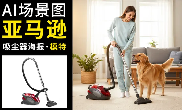 StartAI-电商设计吸尘器AI模特场景图