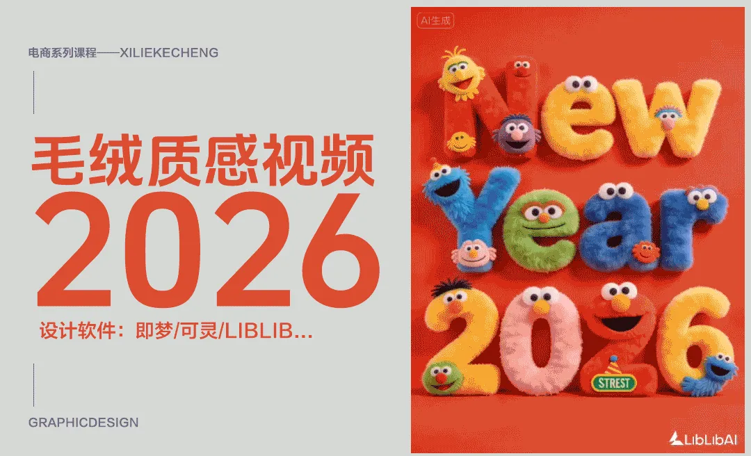 LiblibAI-制作毛绒芝麻街字体视频
