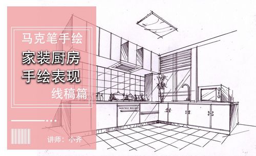 马克笔手绘-室内家装厨房手绘表现