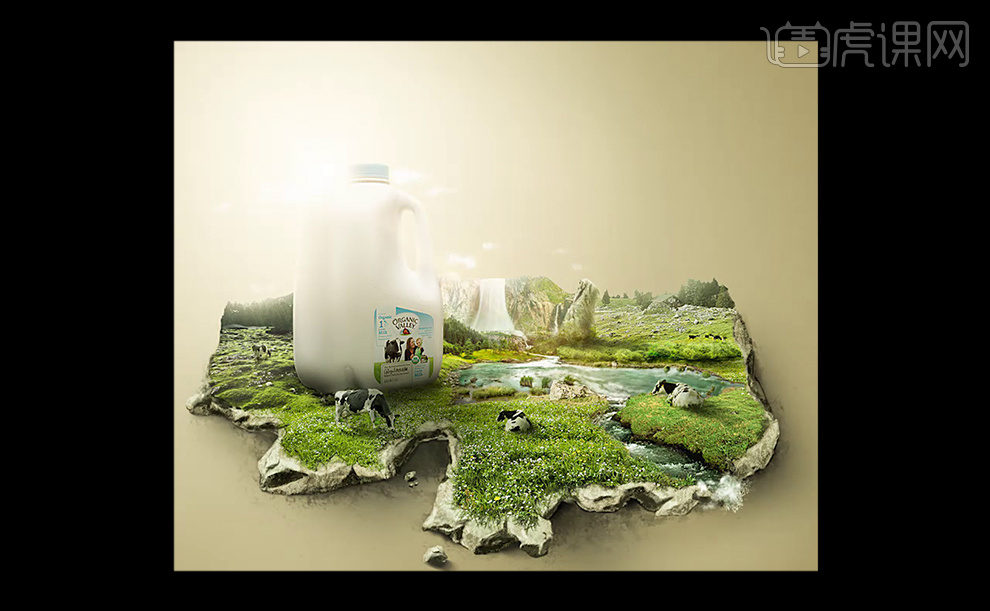 如何用ps合成牛奶创意小景海报