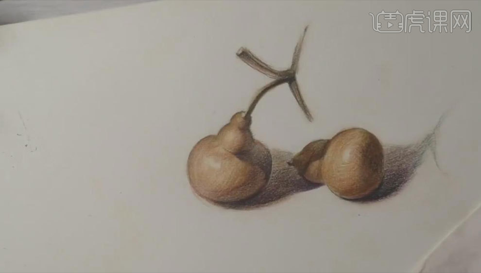 色粉与彩铅如何绘制写生葫芦