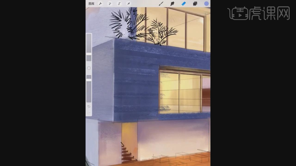 Ipad手绘-建筑手绘第三节-深入刻画 - 室内设计教程_Procreate - 虎课网