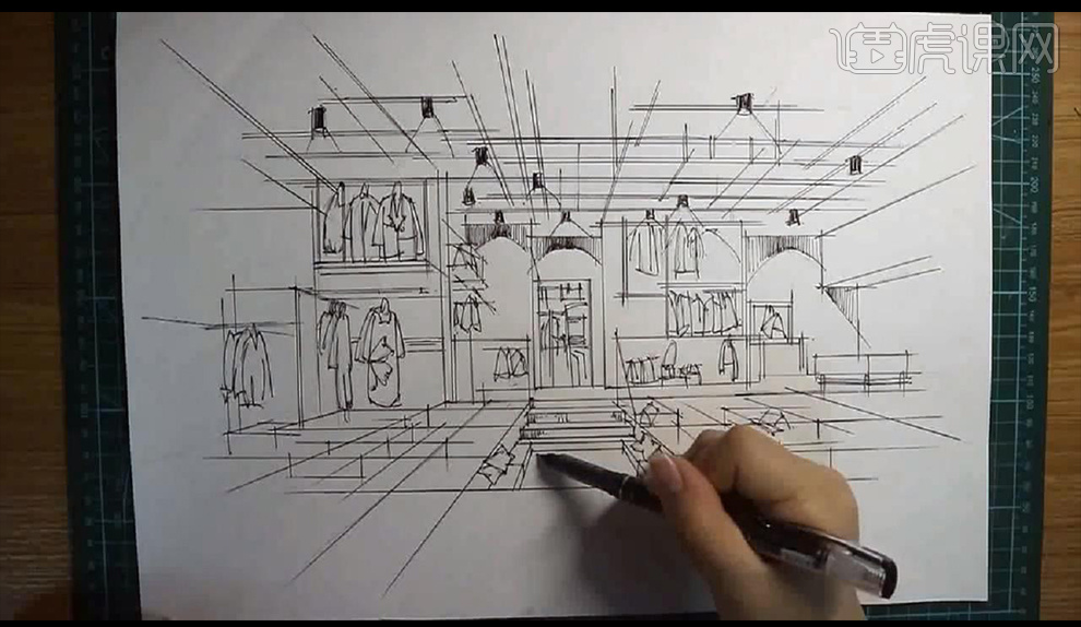 服装店场景马克笔起稿篇