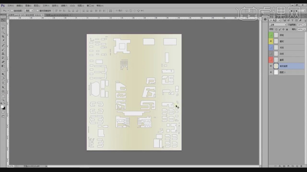 景观分析图表现-建筑景观图块填充 - 室内设计教程_PS(CS6) - 虎课网