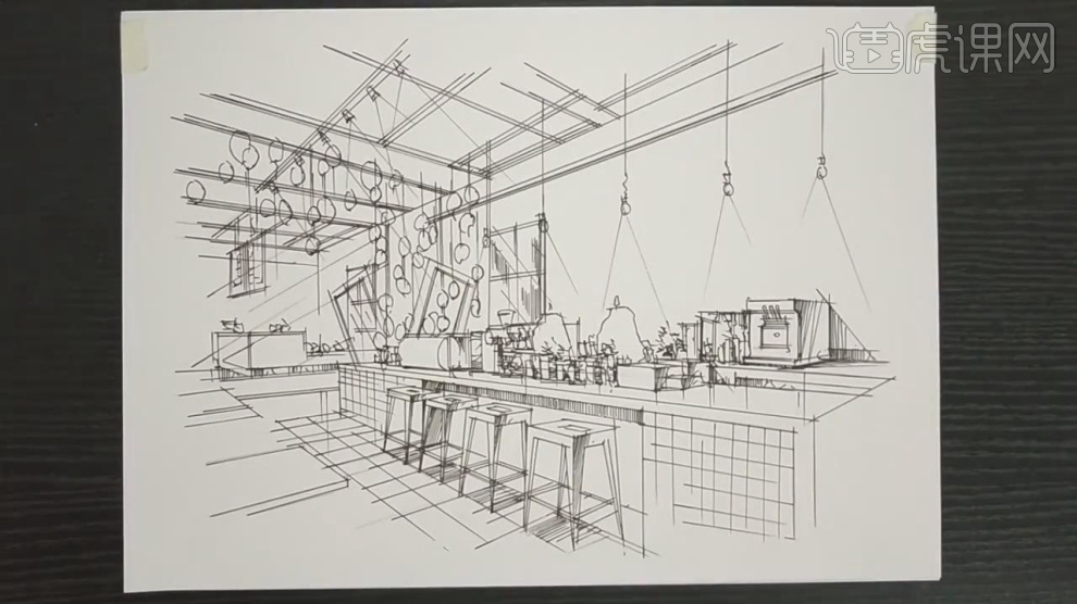 咖啡厅装修效果图手绘图片
