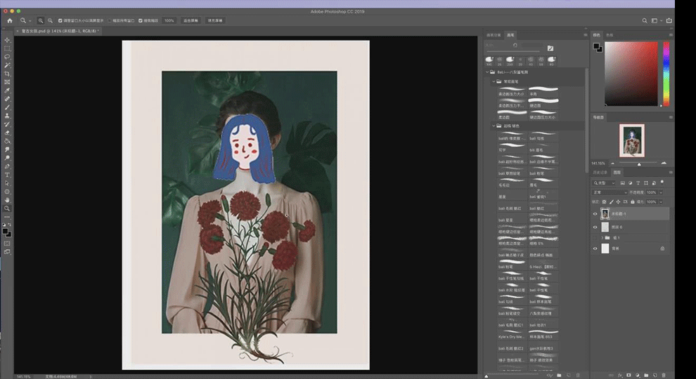 用PS制作你若盛开蝴蝶自来插画- 虎课网