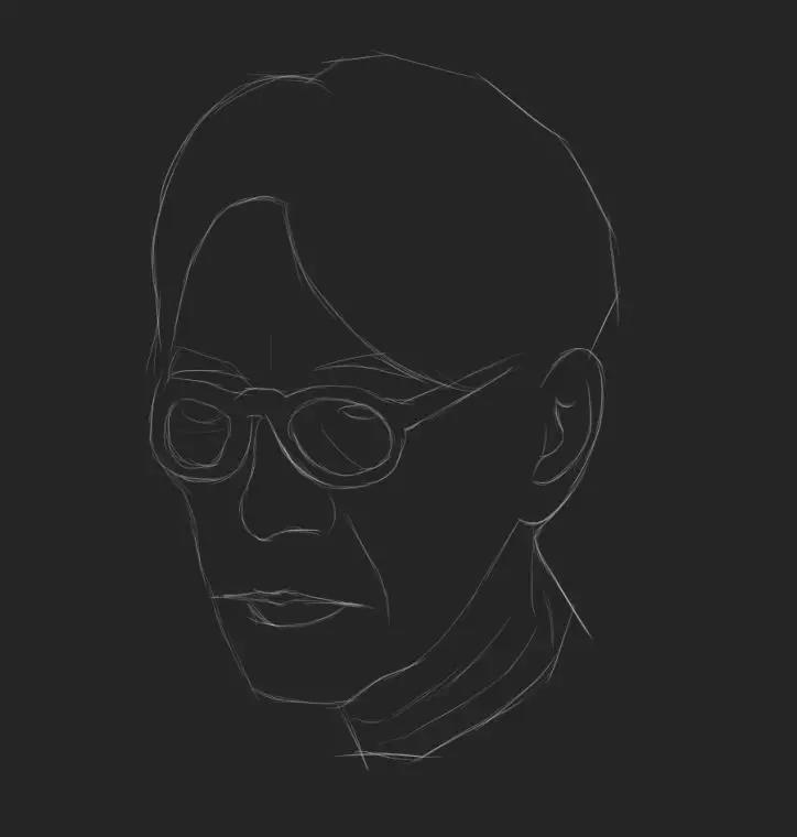 大面积填充颜色绘制五官深入刻画刻画出皮肤的质感绘制头发深入刻画