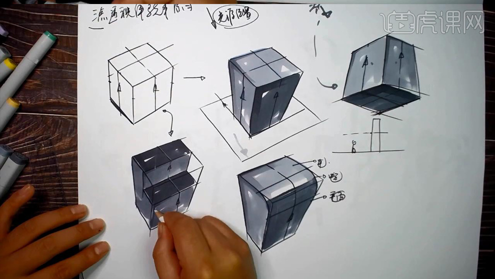 马克笔手绘三点透视的马克笔光影练习图文教程
