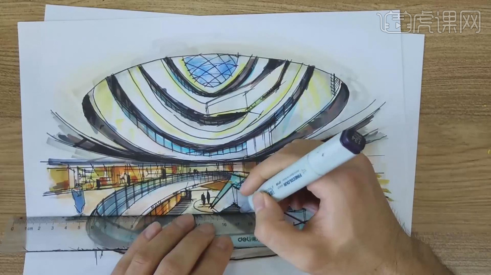 商场中庭空间手绘表现上色篇图文教程