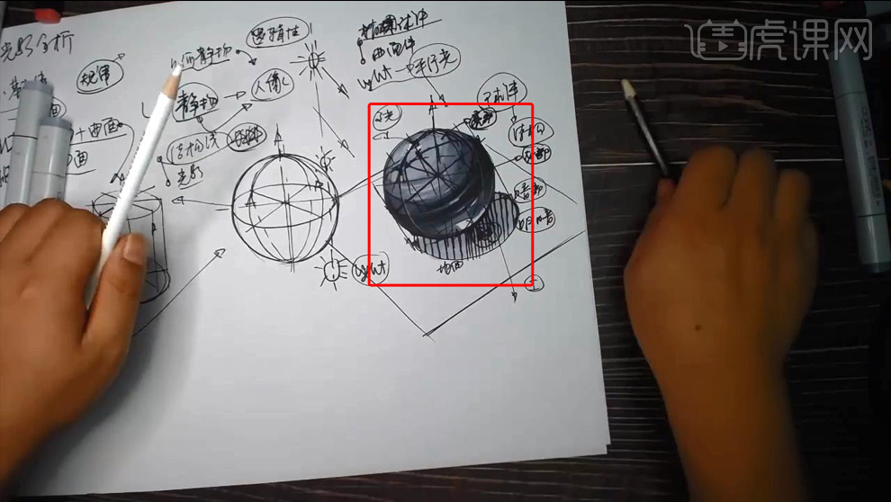 马克笔手绘球体的结构及光影分析图文教程