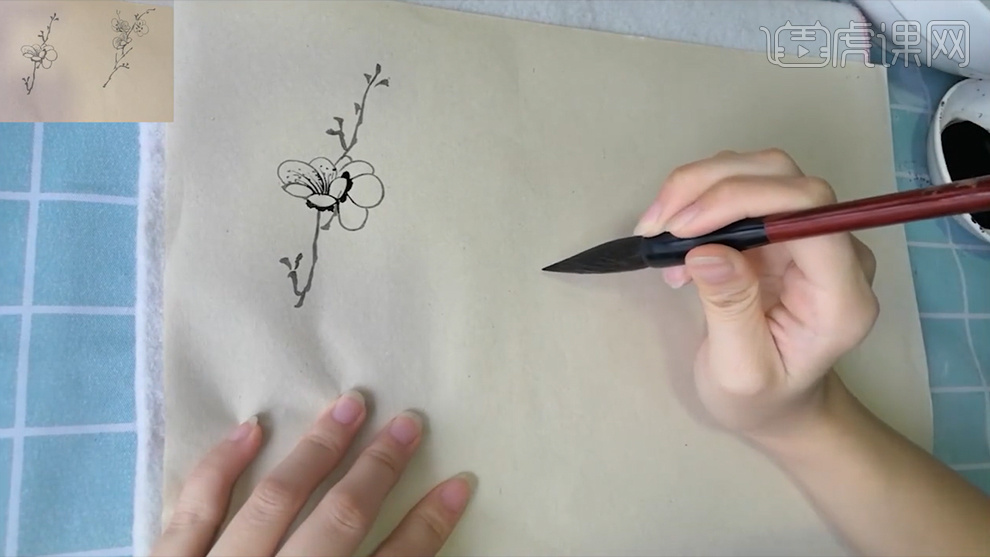 毛笔画-国画梅花篇-不同形态的梅花图文教程- 虎课网