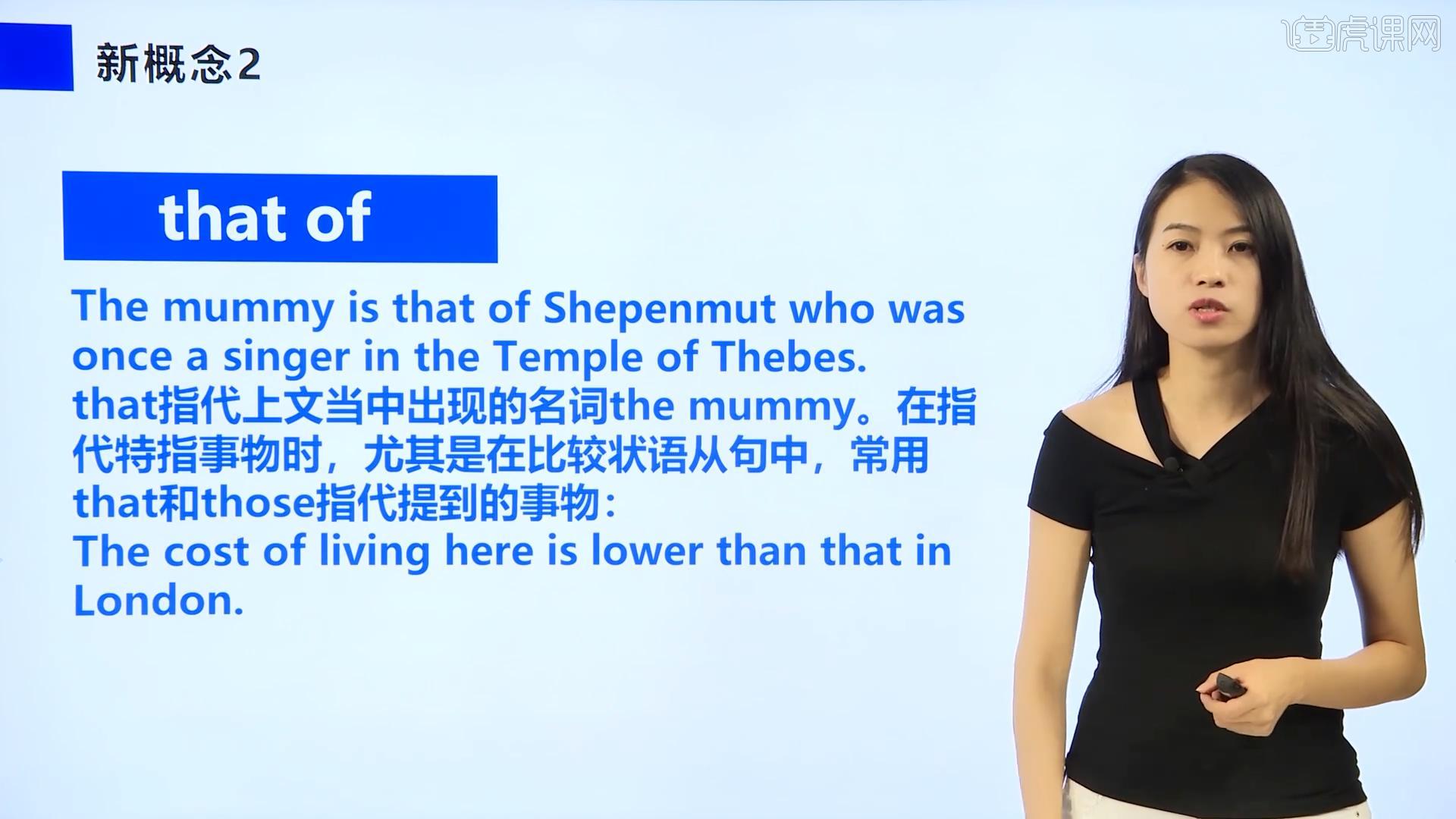 接下来我们看一下语法要点【the mummy is that of shepenmut who was